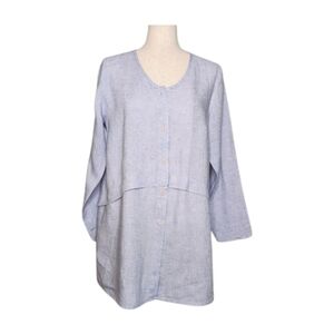 FLAX Linen Button Down Lilac Tunic Top or‎ Jacket Size Small